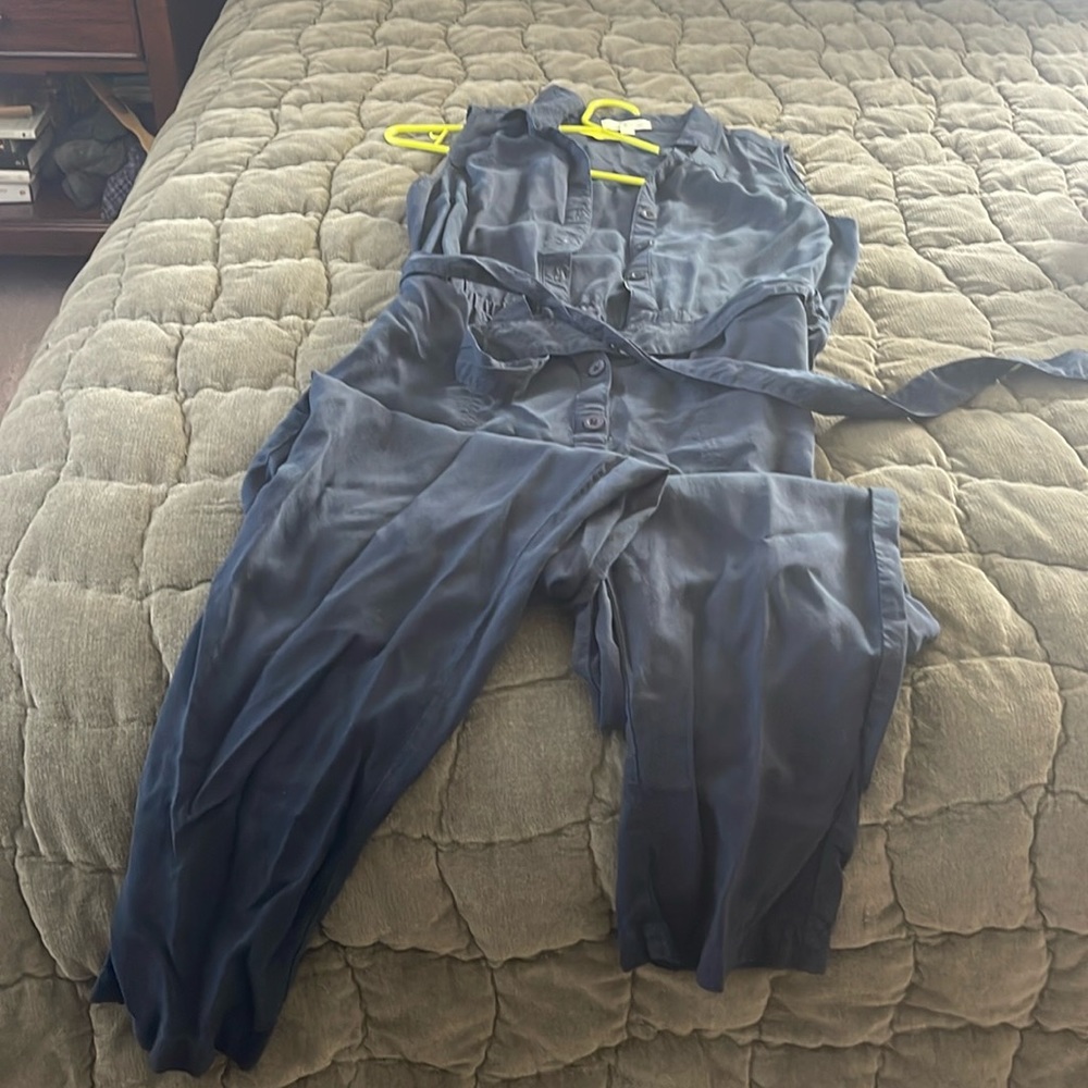 Women’s navy button jumpsuit